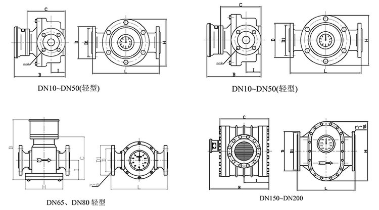 dn200橢圓齒輪流量計外形圖