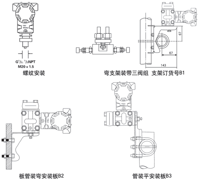 高溫型液位變送器安裝方式示意圖