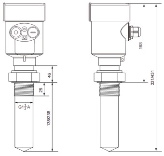 RD-704型內(nèi)浮頂儲罐雷達(dá)液位計尺寸圖